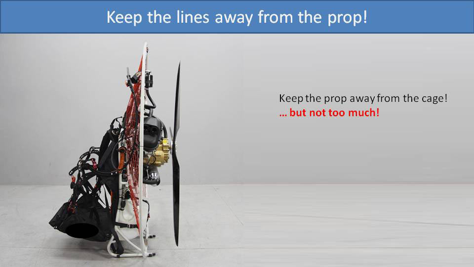 Keep the lines away from the prop by not putting the prop too far away from the cage