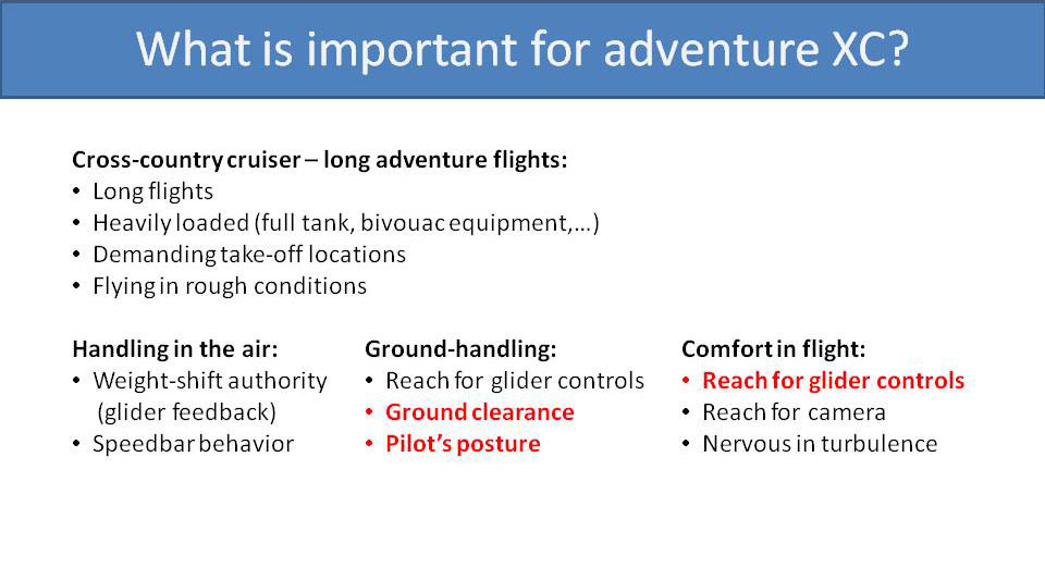 What is important for adventure cross-country?